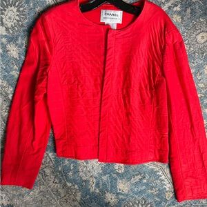 CHANEL Vibrant Red Quilted blazer Jacket size 42 vintage